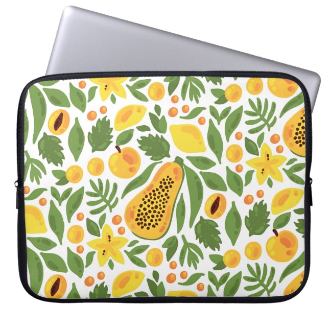 Capa Para Notebook Conjunto de Frutas exóticas: Papaya, Lemon, Mango (Frente)