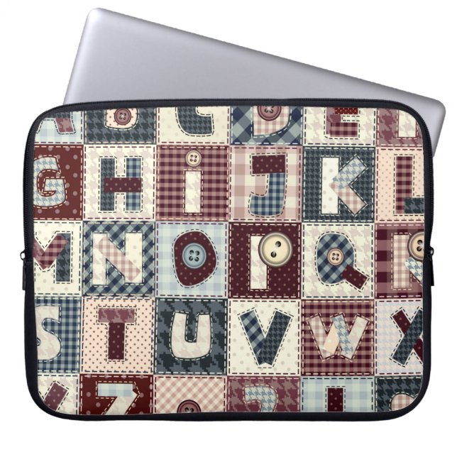 Capa Para Notebook Conjunto de letras alfabéticas no estilo de patch. (Frente)