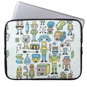 Capa Para Notebook Conjunto de rabiscos de hipsteres malucos 2. Mão 