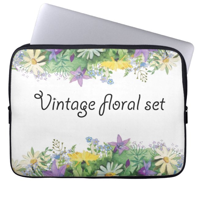 Capa Para Notebook Conjunto floral de vindima (Frente)