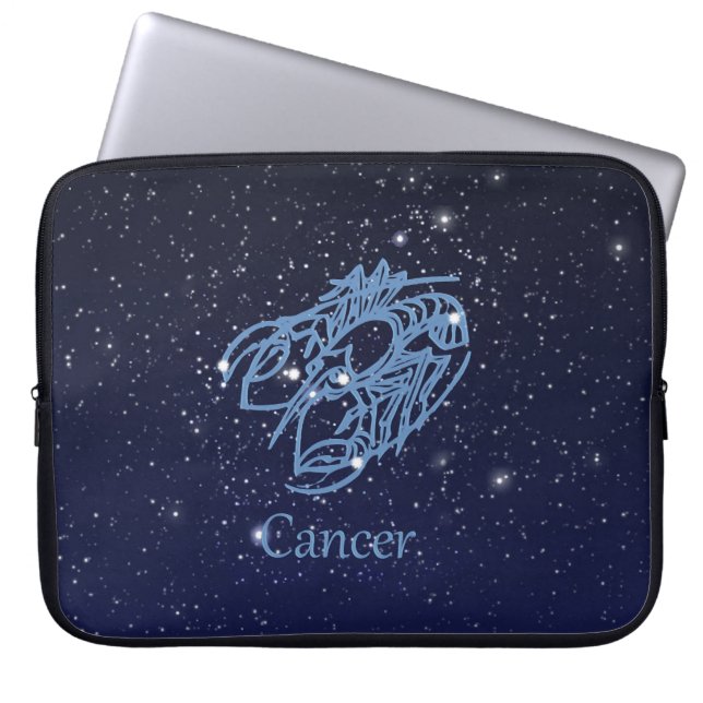 Capa Para Notebook Constelação de cancer e Sinal Zodiac com Estrelas (Frente)