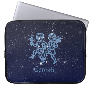 Capa Para Notebook Constelação Gemini e Sinal Zodíaco com Estrelas