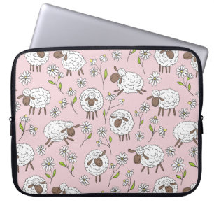 Capa Para Notebook Contagem de ovelhas em algodão doce rosa