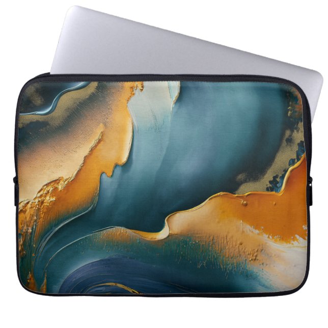 Capa Para Notebook Convergence – Abstract Fields Of Motion And Gold (Frente)