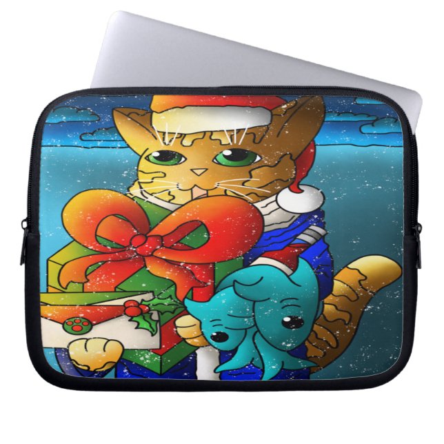 Capa Para Notebook Convidado de Gato de Natal (Frente)
