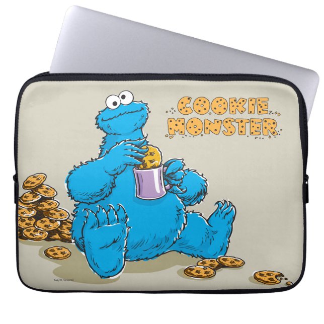 Capa Para Notebook Cookie Monster Vintage Comendo Cookies (Frente)
