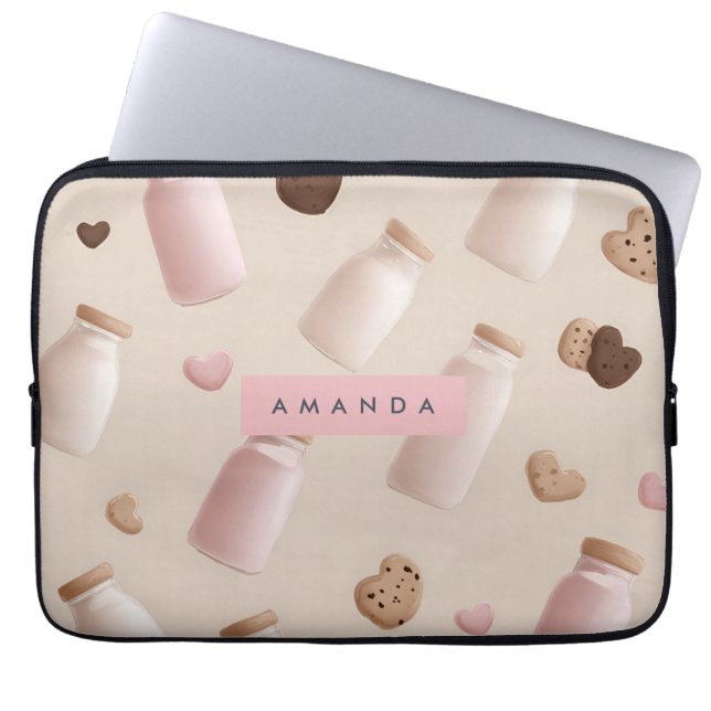 Capa Para Notebook Cookie-rosa-branca e leite de morango personalizad (Frente)