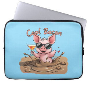 Capa Para Notebook "Cool Bacon" Leitão de Óculos de Sol