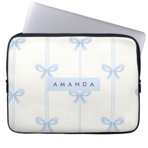 Capa Para Notebook Coquete Personalizado com Laço de Fita Pastel Azul