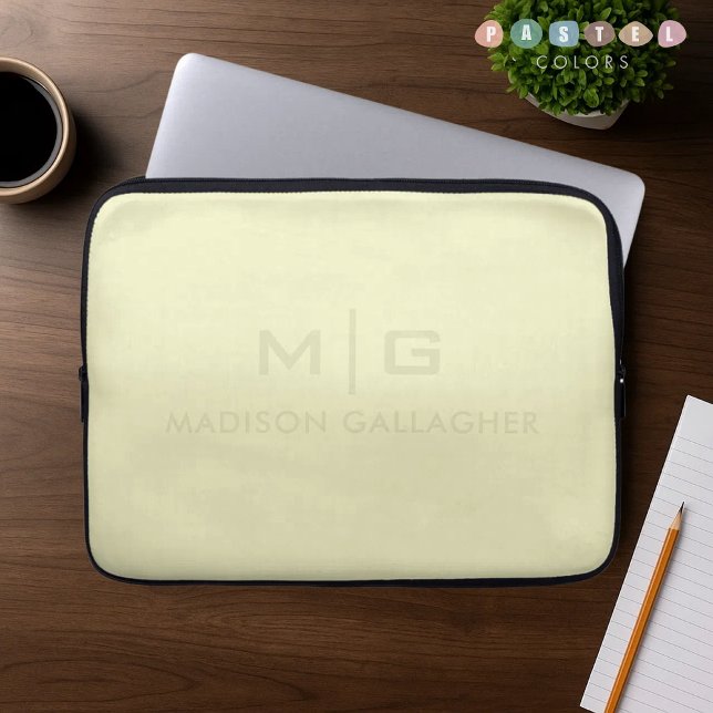 Capa Para Notebook Cor Amarela Limão Pastel Luz Suave Sólida (Solid Soft Light Pastel Lemon Yellow Color Laptop Sleeve
)