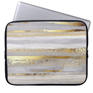 Capa Para Notebook Cor da água e textura dourada da cinza de luxo
