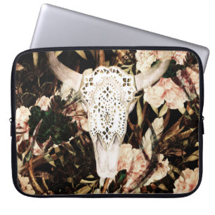 Capa Para Notebook Cor d'água étnica: fundo floral retrô.