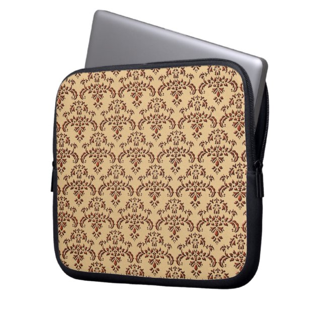 Capa Para Notebook Cor damasco castanha e bege (Frente Esquerda)
