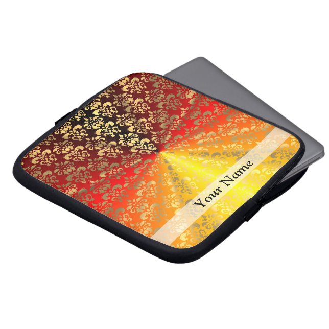 Capa Para Notebook Cor damasco de laranja e ouro (Frente Topo)