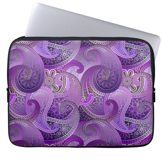 Capa Para Notebook Cor damasco de Paisley Roxo (Frente)
