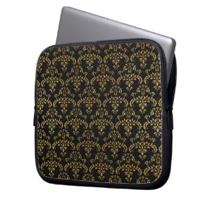 Capa Para Notebook Cor damasco Dourada e preta
