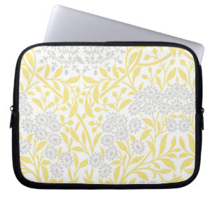 Capa Para Notebook Cor damasco Floral Amarela e Cinza
