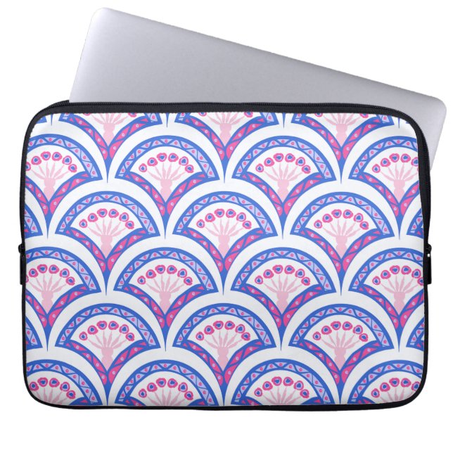 Capa Para Notebook cor damasco floral azul (Frente)