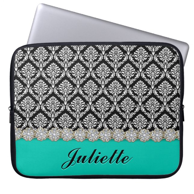 Capa Para Notebook Cor damasco Negra Preta da Flor Diamante (Frente)