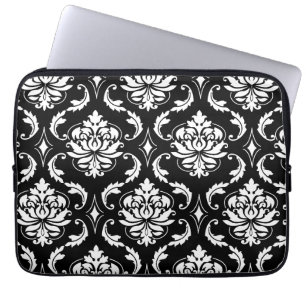 Capa Para Notebook Cor damasco preto e branco do vintage