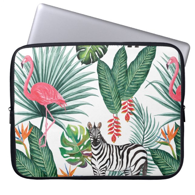 Capa Para Notebook Cor das folhas tropicais do flamingo zebra moderna (Frente)