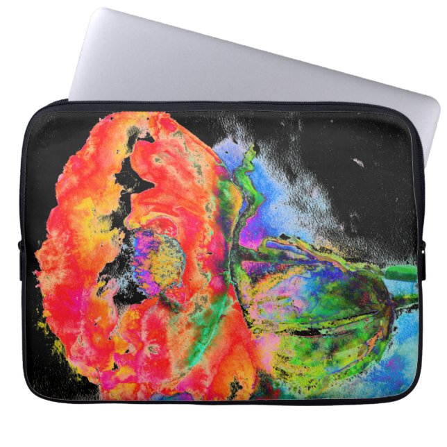 Capa Para Notebook Cor-de-água floral vermelha Elegante abstrato (Frente)