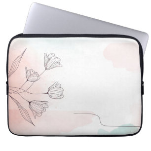 Capa Para Notebook Cor de Água Rosa Romântica Floral