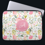 Capa Para Notebook Cor de Coral Cor de Rosa Padrão Floral Nome do Mon<br><div class="desc">Bolsa de laptop feminina quítica romântica com cor d'água pálida cor-de-água, cor-de-rosa pálido, coral, amarelo, azul e mão verde pintada florescimento e folhagem. Personalize-o com seu monograma e nome em um tipo elegante de caligrafia de script editável! pode ser um presente de aniversário personalizado bonito para seu namorada / esposa...</div>