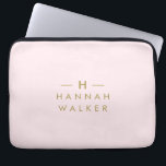 Capa Para Notebook Cor-de-rosa-branco monograma | Elegante Dourado Mi<br><div class="desc">Um simples design de monograma personalizado de na moda em uma tipografia minimalista dourada sobre um fundo rosa-pincel branco elegante. As iniciais e o nome do monograma podem ser facilmente personalizados junto com a linha de recurso para tornar um design tão exclusivo quanto você! O dom perfeito ou acessório para...</div>