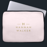 Capa Para Notebook Cor-de-rosa-branco monograma | Elegante Dourado Mi<br><div class="desc">Um simples design de monograma personalizado de na moda em uma tipografia minimalista dourada sobre um fundo rosa-pincel branco elegante. As iniciais e o nome do monograma podem ser facilmente personalizados junto com a linha de recurso para tornar um design tão exclusivo quanto você! O dom perfeito ou acessório para...</div>