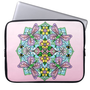Capa Para Notebook Cor-de-rosa e azul clara Laptop Mandala