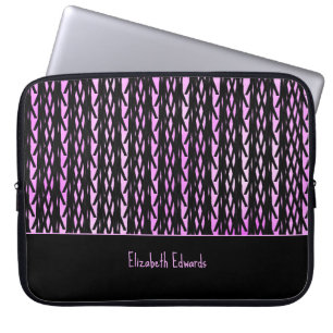 Capa Para Notebook Cor-de-rosa-padrão mágico, branco e preto