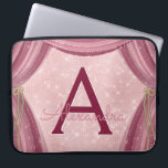 Capa Para Notebook Cor-de-rosa-pincel e borgonha Cortinas Monograma N<br><div class="desc">Cor-de-rosa e borgonha cortina uma maleta de monograma cintilante. Esse caso pode ser personalizado para incluir seu nome inicial e próprio.</div>