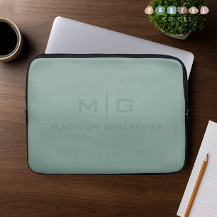 Capa Para Notebook Cor Sólida Verde Musgo Sage Pastel Teal Luz Suave