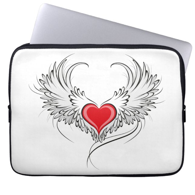 Capa Para Notebook Coração Anjo Vermelho com asas (Frente)