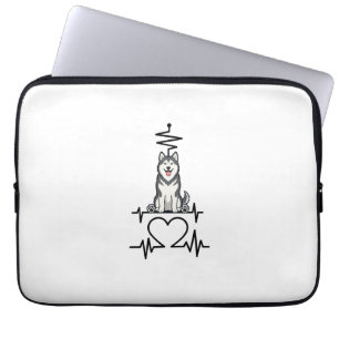 Capa Para Notebook Coração Batendo Linha Coração Patas do Cão Malamut