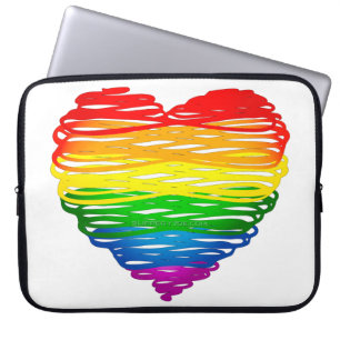 Capa Para Notebook Coração colorido arco-íris de SlipperyJoe rabiscad