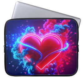 Capa Para Notebook Coração de São Valentim Vermelho e Azul em uma Bol