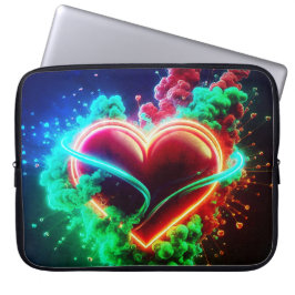 Capa Para Notebook Coração de São Valentim Vermelho e Verde em Bolsa 