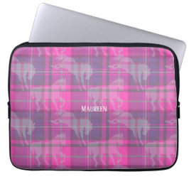 Capa Para Notebook Coração de tartã roxo, rosa, com pré-papoila perso