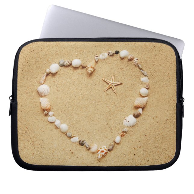 Capa Para Notebook Coração do Seashell com estrela do mar (Frente)