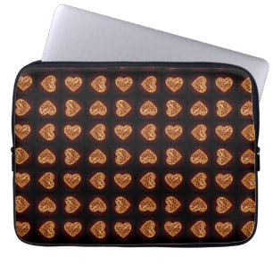 Capa Para Notebook Coração Dourado Moderno em Fundo Burgundy