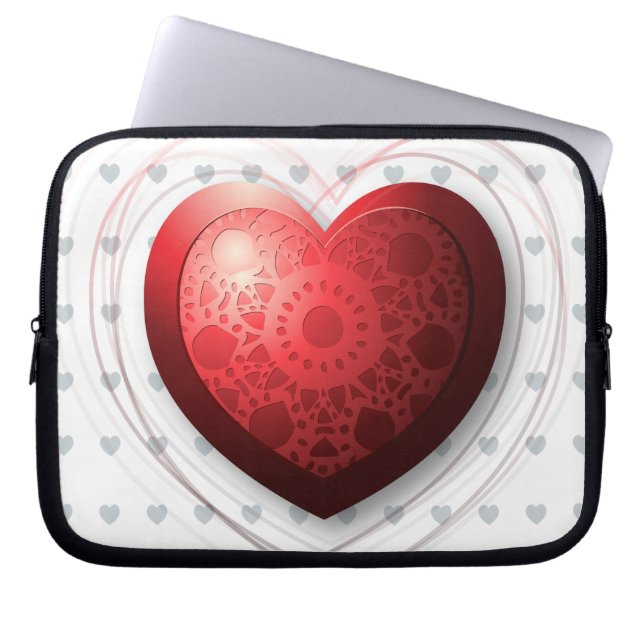Capa Para Notebook Coração vermelho, bolsa de laptop (Frente)
