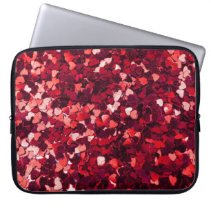 Capa Para Notebook Coração Vermelho com Brilho: Textura Minimalista.