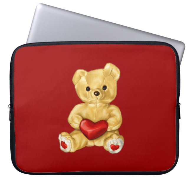 Capa Para Notebook Coração Vermelho Hipnotizando Urso Frio (Frente)