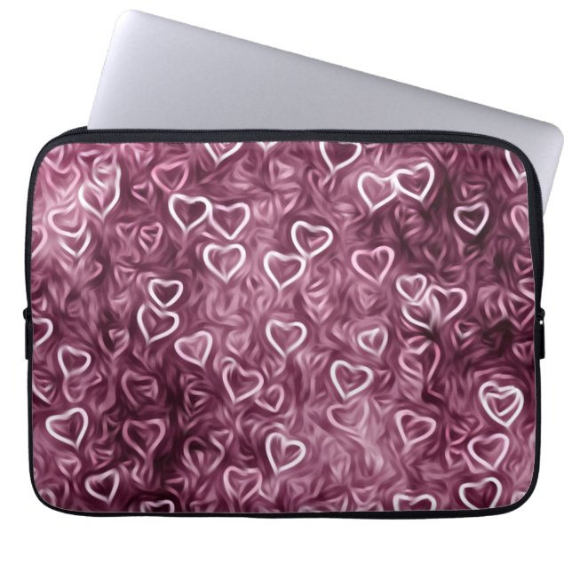 Capa Para Notebook Corações Caindo - Rosa (Frente)