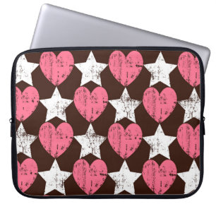 Capa Para Notebook Corações com Threadbare Retro Textura de Estrelas