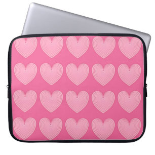 Capa Para Notebook Corações cor-de-rosa corais, fundo cor-de-rosa