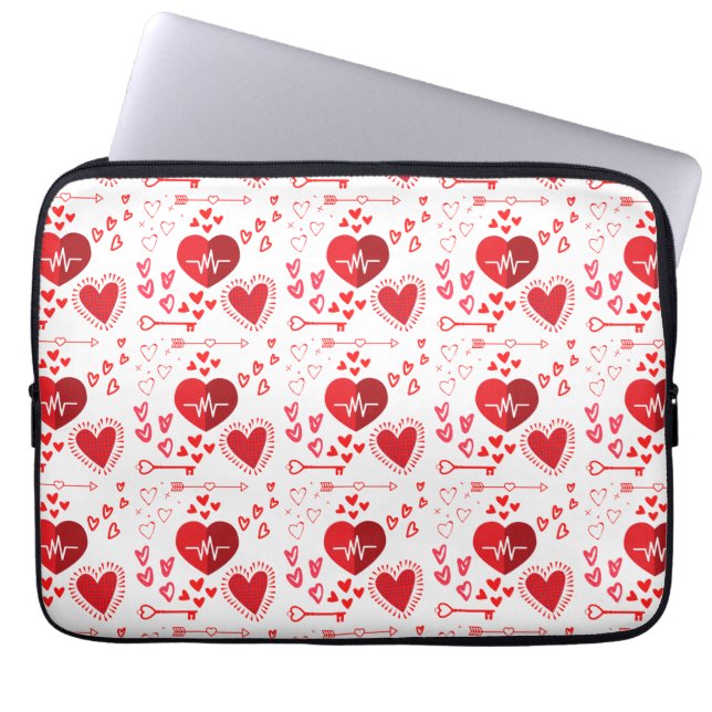 Capa Para Notebook Corações de amor vermelho e mel (Frente)