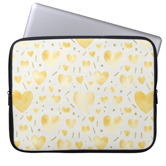 Capa Para Notebook Corações de Aquarela Golden Sunshine (Frente)